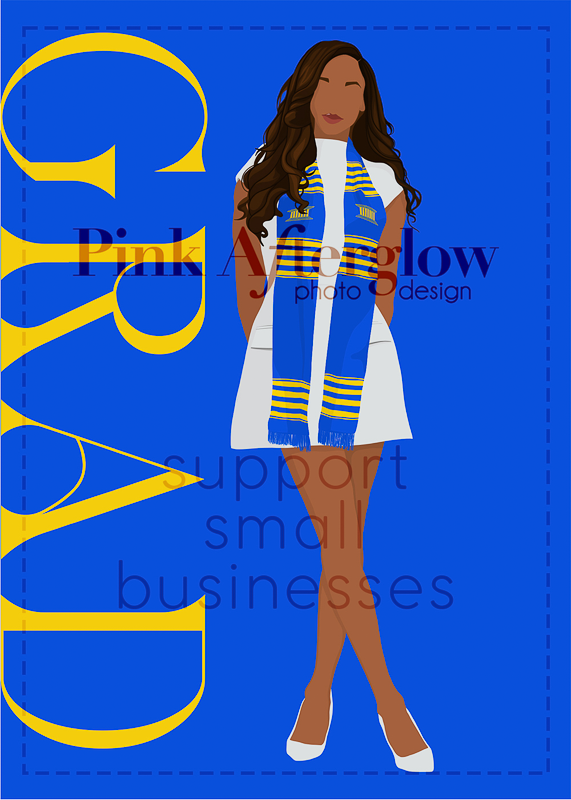 Graduation Card - Blue & Yellow Stole