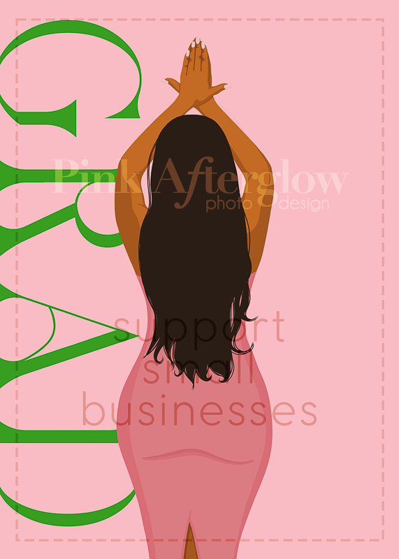 Graduation Card - Pink & Green Straight Arms Up Posed