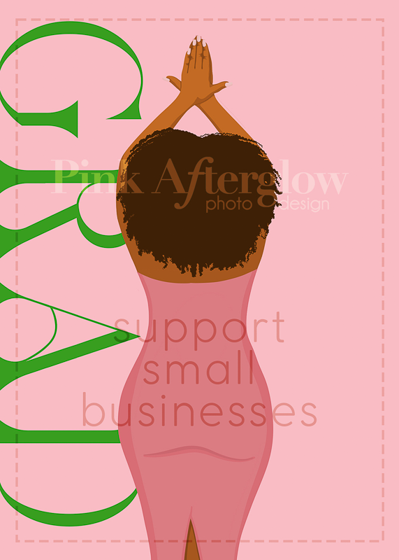 Graduation Card - Pink & Green Afro Arms Up Posed