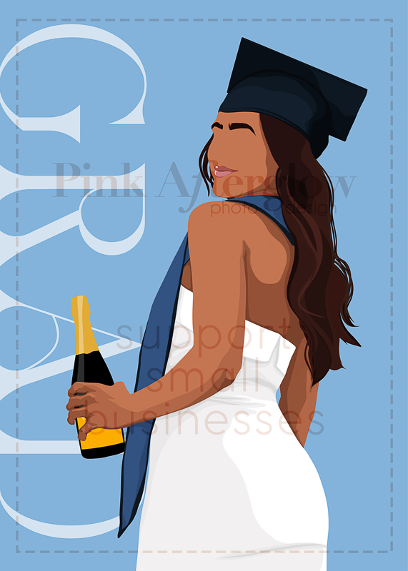 Graduation Card - Champagne Blue