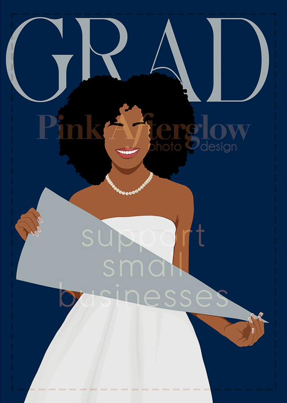 Pennant Graduation Card - Navy Blue & Gray