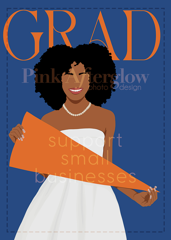 Pennant Graduation Card - Blue & Orange