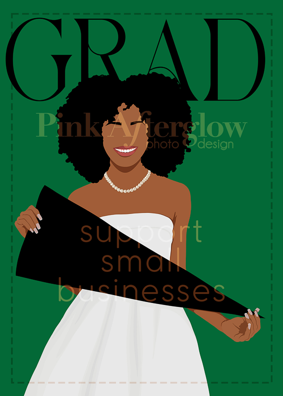 Pennant Graduation Card - Green, Black & White