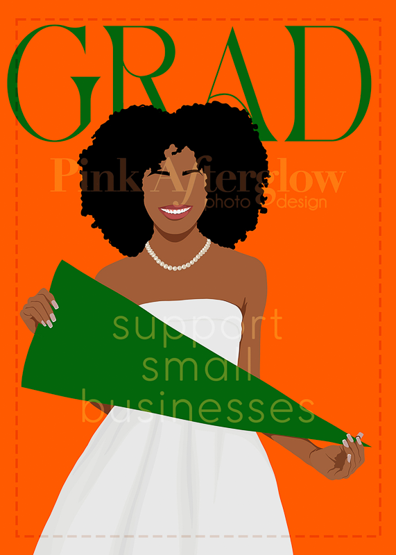 Pennant Graduation Card - Orange & Green